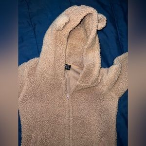 Halloween Fashion Nova Bear Romper PJ with Zipper Pockets Size Medium Tan Brown